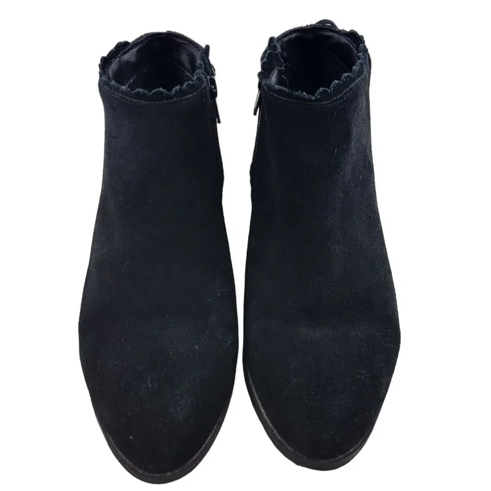 Jack Rogers Charlotte Black Suede Ankle Booties Women's Size 6.5 Bow‎ Detail